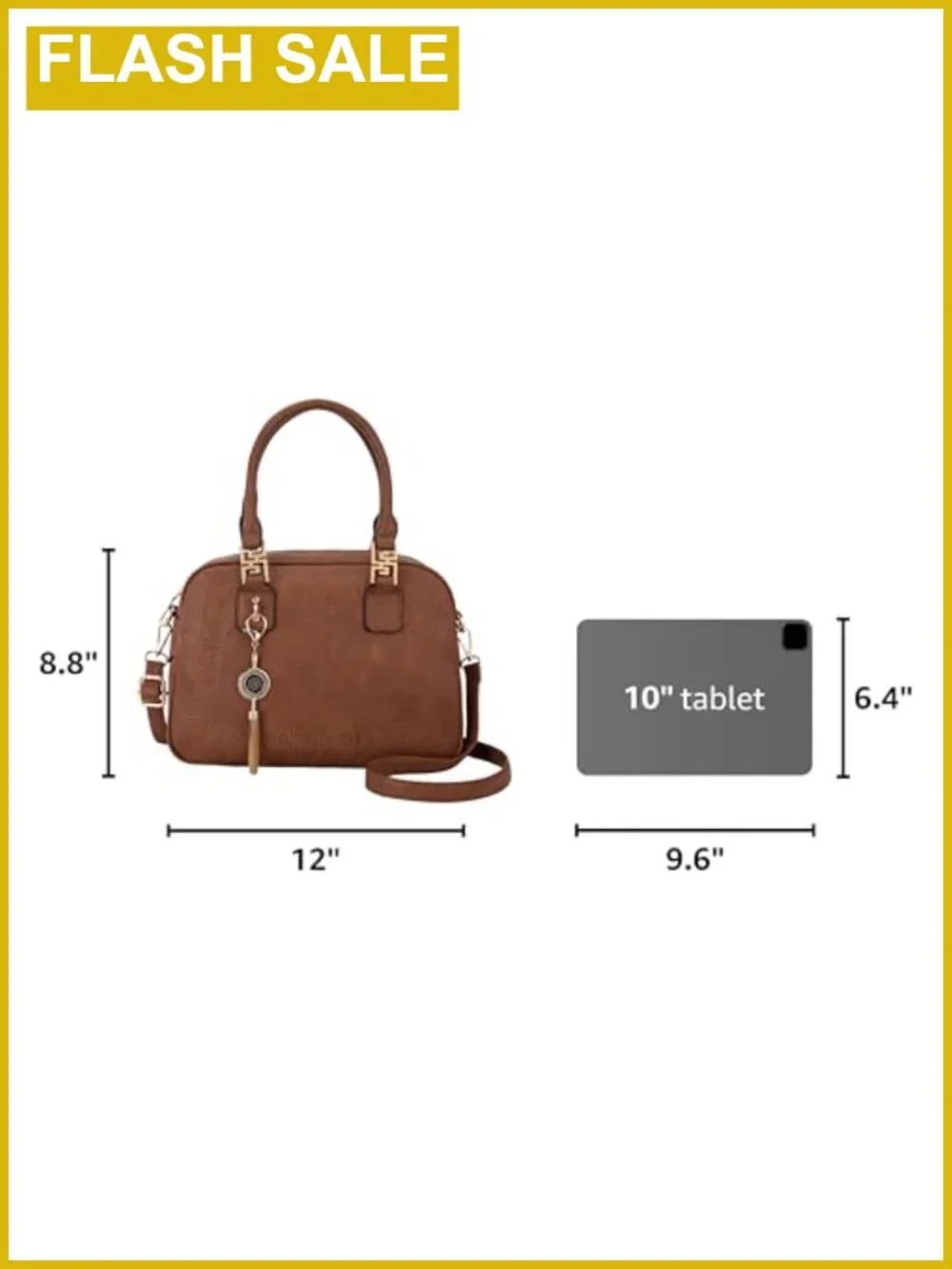 Vegan Leather Satchel Handbag Crossbody with Detachable Strap